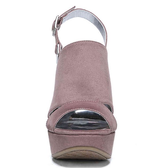 Mauve Towering Platform Wedge Slingback Sandal - Picture 3 of 6